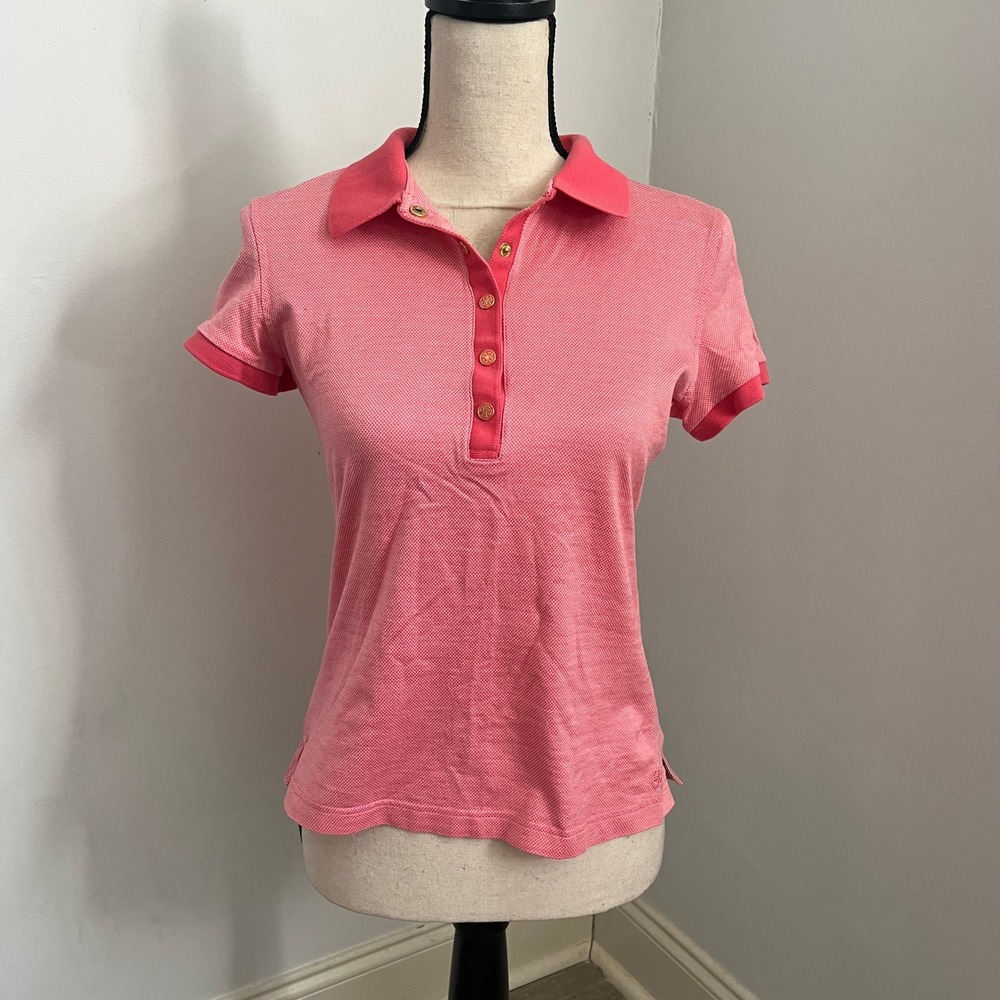 Bobby Jones Clover Polo Shirt‎ sz Small Cotton Short Sleeve Pink Golfcore Tennis